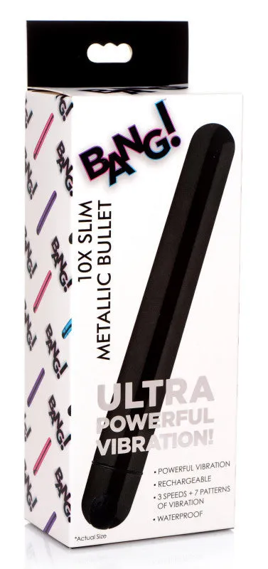 10x Slim Metallic Bullet Black XR Brands Bang Vibrators