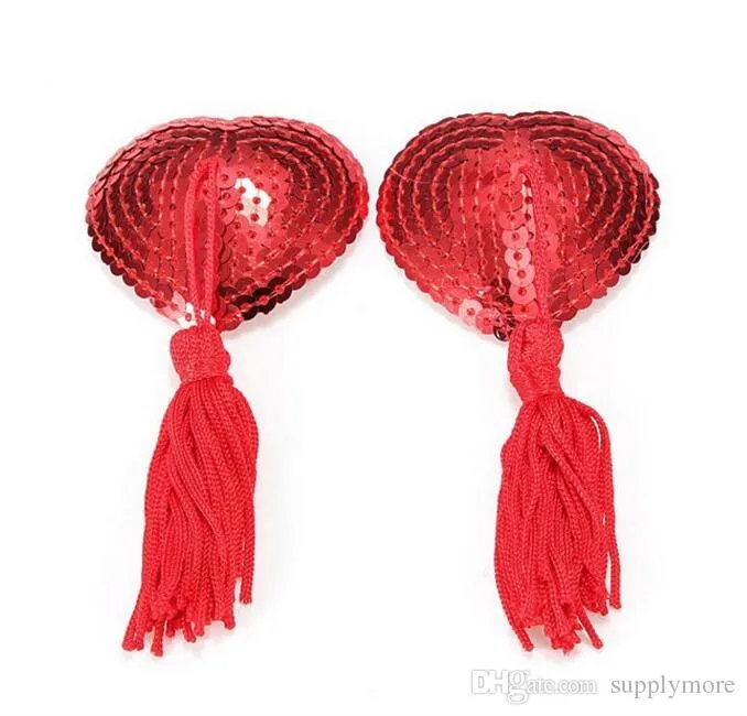 Anal Red Sequin Heart Tassel Pasties Perfectly Incorrect