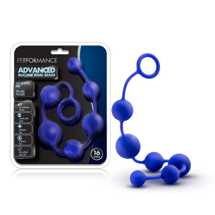 Blush Novelties Anal Performance 16 Inch Silicone Anal Beads Indigo