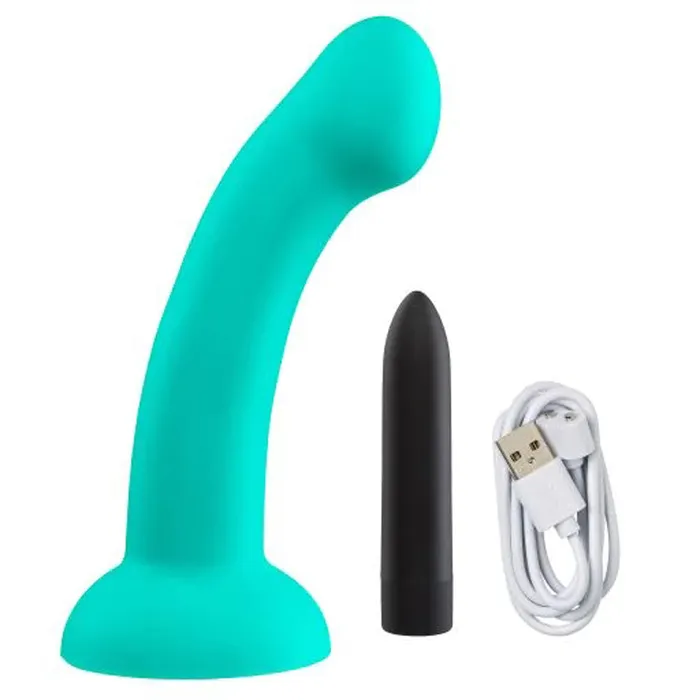 Cloud 9 Novelties Female Sex Toys Ergo Super Flexi I Dong Soft and Flexible Liquid Silicone With Vibrator Teal