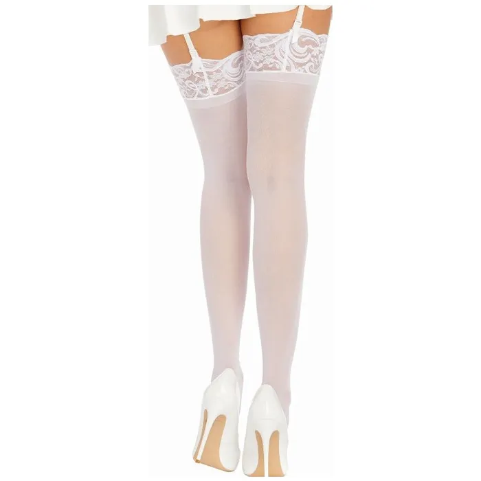 Dreamgirl Hosiery | Dreamgirl Thigh High Sheer Lace Stockings White