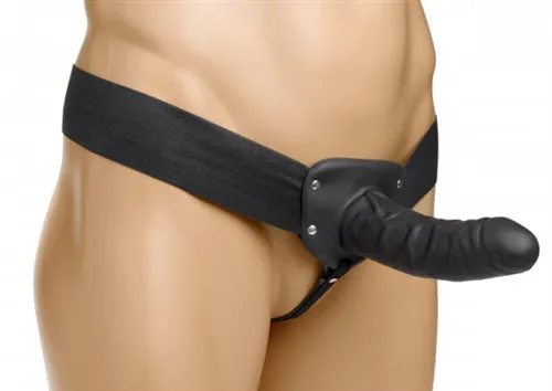 Erection Assist Hollow Strap on Black XR Brands Size Matters Female Sex Toys