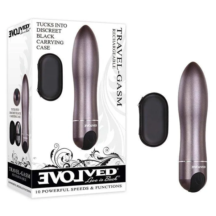 Evolved Evolved TravelGasm Gray 9 cm USB Rechargeable Bullet with Travel Case Female Sex Toys