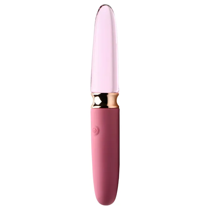 Female Sex Toys | 10X Rose Dual Ended Smooth Silicone and Glass Vibrator - Prisms Erotic Glass