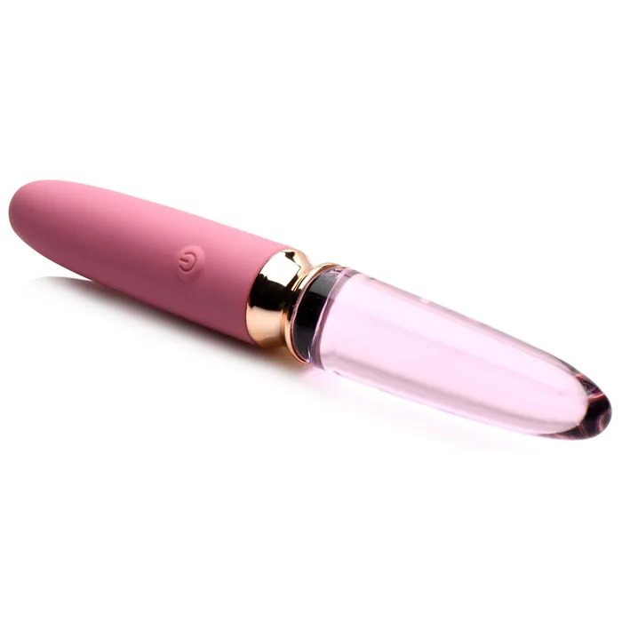 Female Sex Toys | 10X Rose Dual Ended Smooth Silicone and Glass Vibrator - Prisms Erotic Glass
