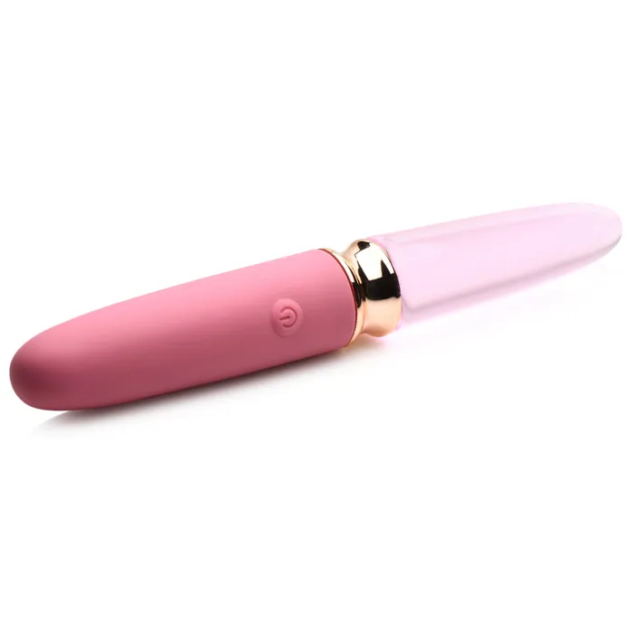 Female Sex Toys | 10X Rose Dual Ended Smooth Silicone and Glass Vibrator - Prisms Erotic Glass