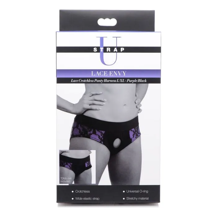 Female Sex Toys | Strap U Lace Envy Panty Harness Purple L/XL