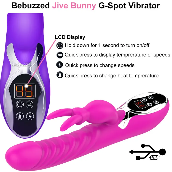 Jive Heated USB Rechargeable G-Spot Rabbit Vibrator Clitoral Stimulator Sex Toy | BeBuZZed Female Sex Toys