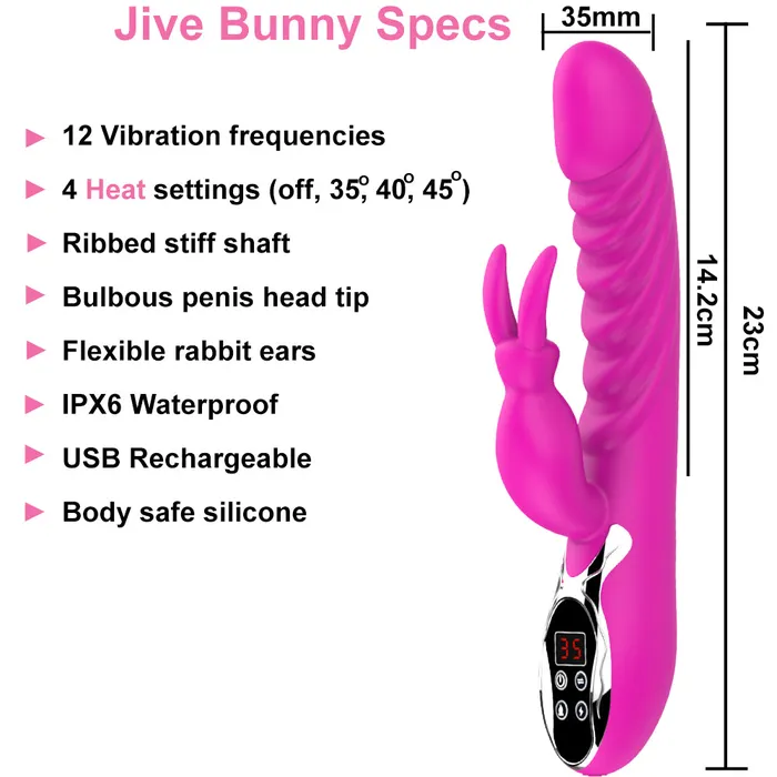 Jive Heated USB Rechargeable G-Spot Rabbit Vibrator Clitoral Stimulator Sex Toy | BeBuZZed Female Sex Toys