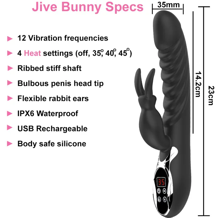 Jive Heated USB Rechargeable G-Spot Rabbit Vibrator Clitoral Stimulator Sex Toy | BeBuZZed Female Sex Toys