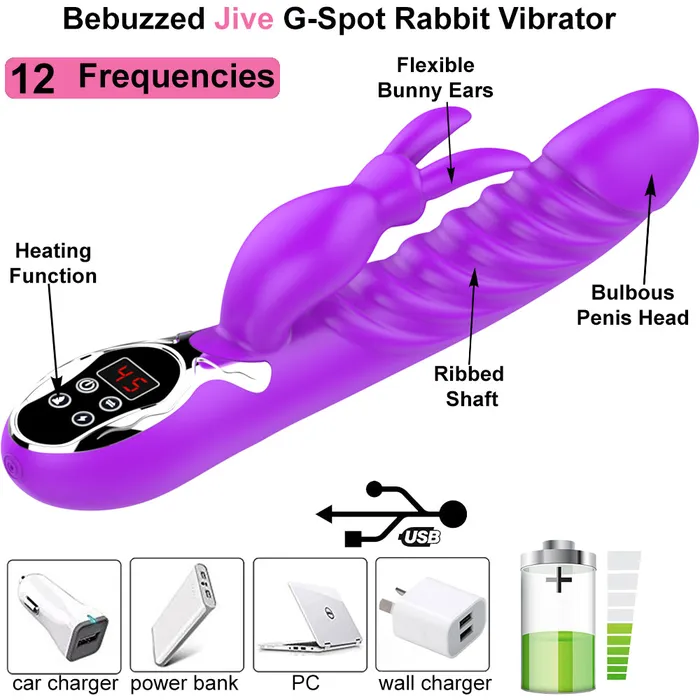 Jive Heated USB Rechargeable G-Spot Rabbit Vibrator Clitoral Stimulator Sex Toy | BeBuZZed Female Sex Toys