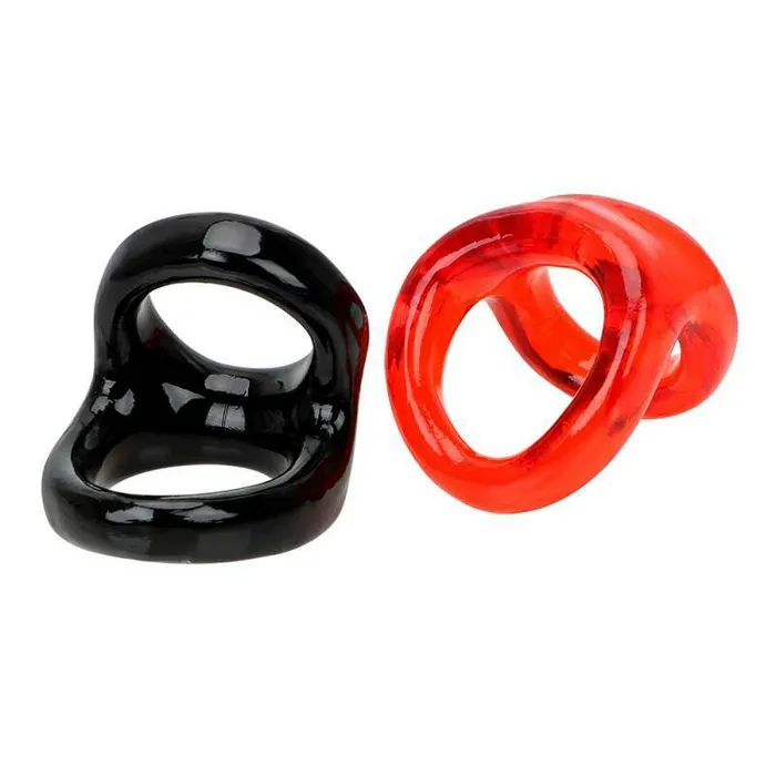 Male Sex Toys | Red Stretchy Double Cock Ring and Ball Strap - Perfectly Incorrect