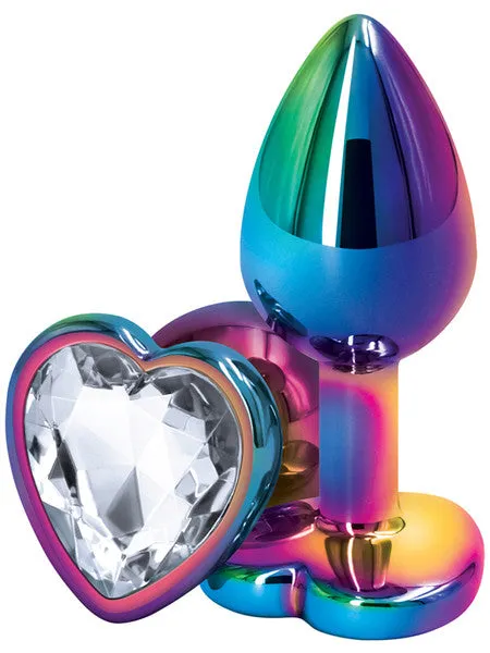 NS Novelties Anal Rear Assets Multicolour Metal Butt Plug Heart Gem Clear Small