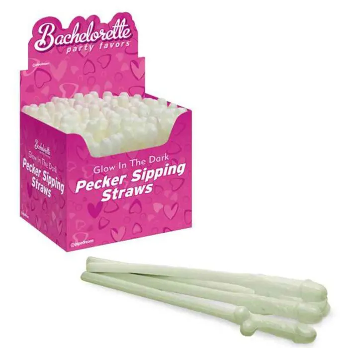 Pipedream Female Sex Toys Bachelorette Party Favors Pecker Sipping Straws 144 Piece Display GlowintheDark