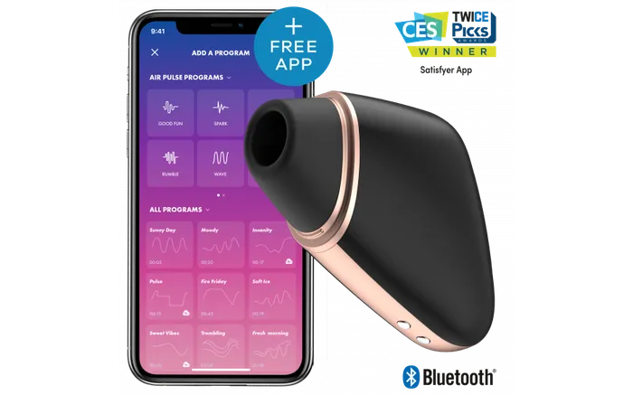 Satisfyer Vibrators | Satisfyer Love Triangle App Contolled Touch-Free USB-Rechargeable Air Pulse Mini Clitoral Stimulator And Vibrator Black