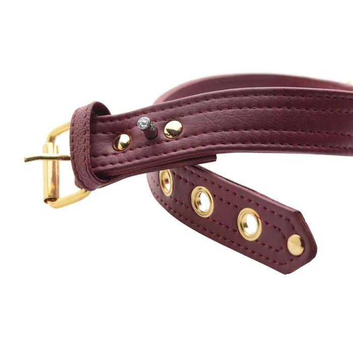 Strict Leather Luxury Burgundy Locking Ankle Cuffs | Strict Leather Restraints