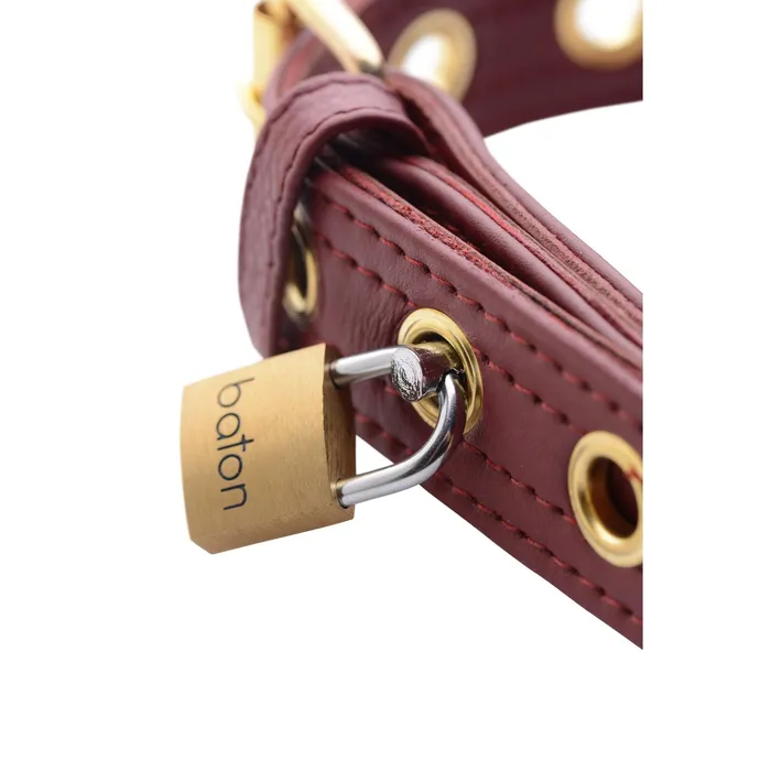 Strict Leather Luxury Burgundy Locking Ankle Cuffs | Strict Leather Restraints
