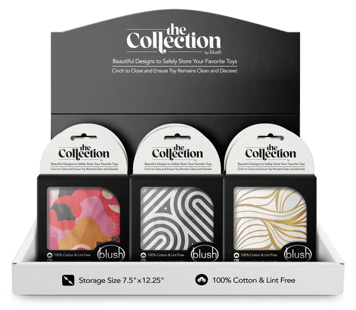 The Collection Cotton Toy Bag 18 Pcs Counter Display Assorted Blush Vibrators