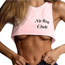Vibrators | Pink No Bra Club Crop Top Tank - Perfectly Incorrect