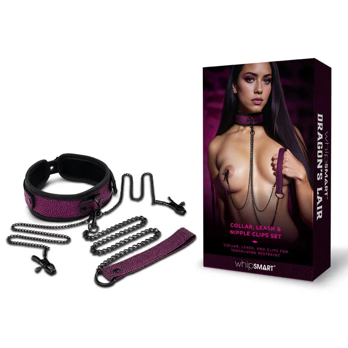 Whipsmart Female Sex Toys WhipSmart Dragons Lair Collar Leash Nipple Clips Set Whipsmart Female Sex Toys WhipSmart Dragons Lair Collar Leash Nipple Clips Set