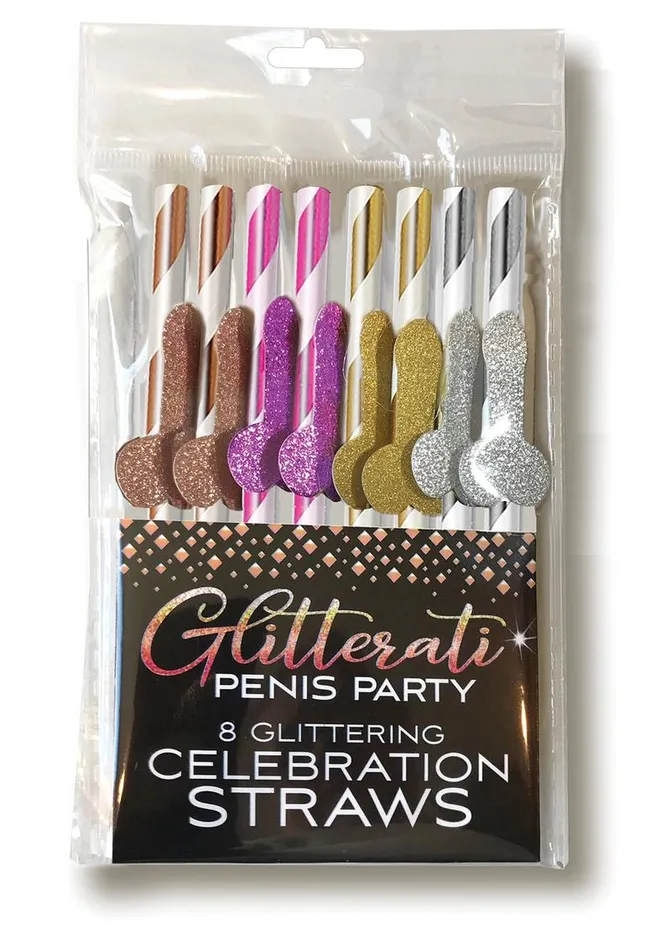 Candyprints Party Male Sex Toys Glitterati Penis Party Straws