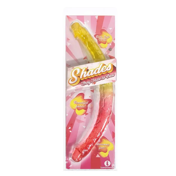 Icon Brands Dildos Shades 17 Inch Double Dong Pink and Yellow