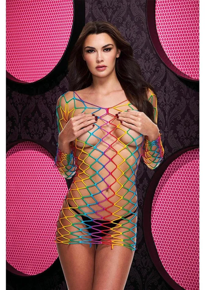 Lapdance Lingerie Female Sex Toys Fencenet Rainbow Mini Dress