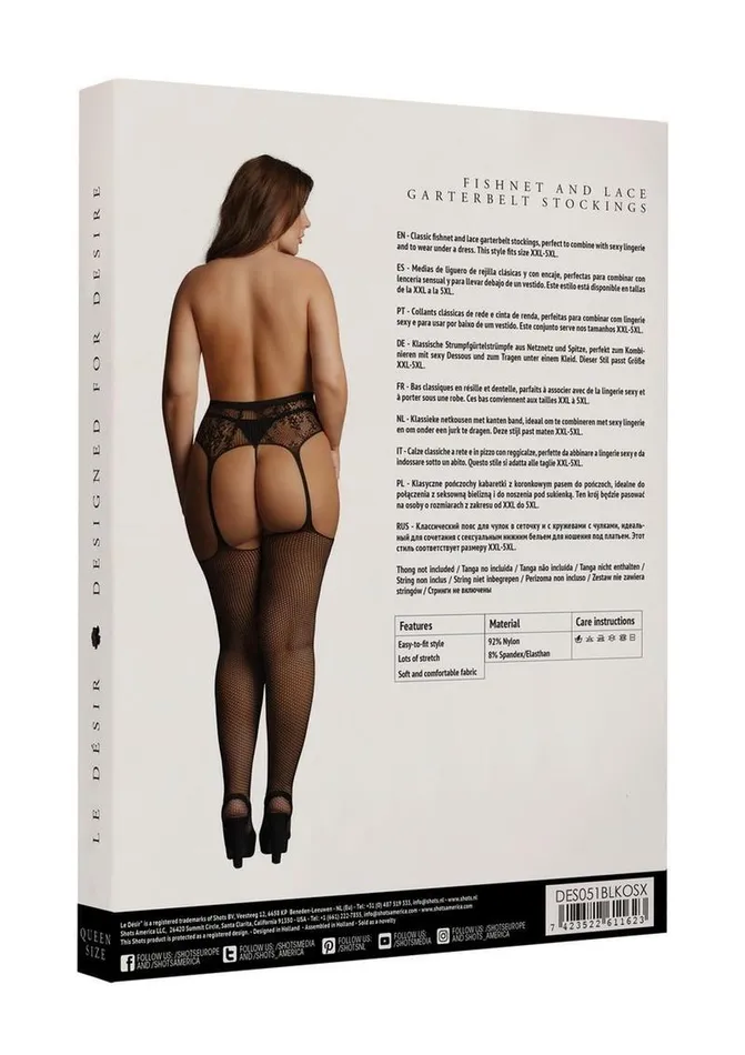 Le Desir Fishnet and Lace Garterbelt Stockings | Le Desir Vibrators