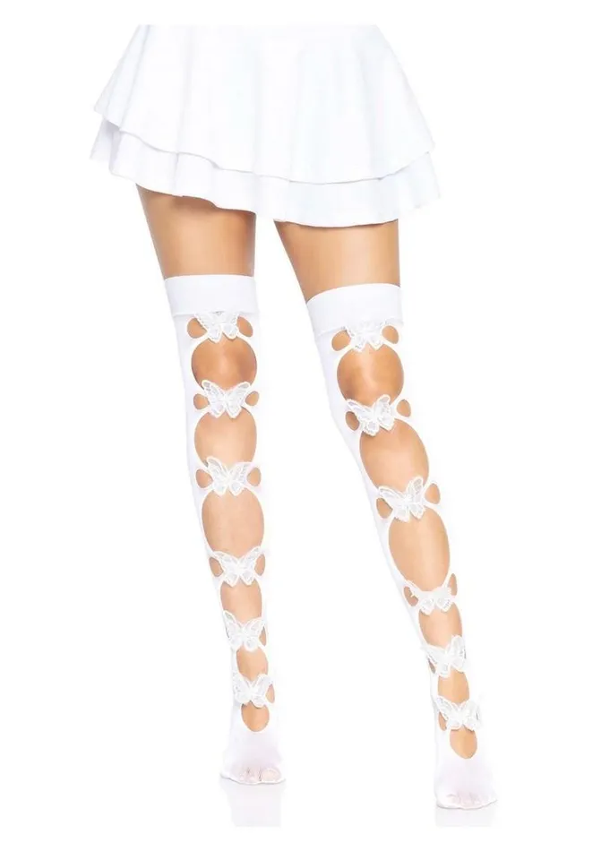 Leg Avenue Leg Avenue Opaque Net Cut-Out Butterfly Applique Thigh Highs | Vibrators Leg Avenue Leg Avenue Opaque Net Cut-Out Butterfly Applique Thigh Highs | Vibrators