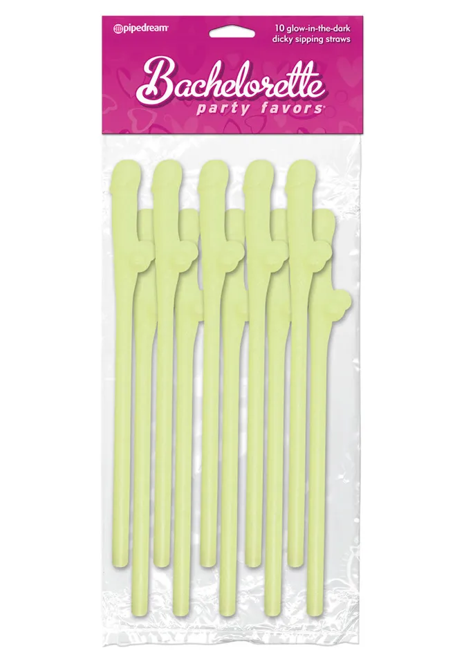 Vibrators Bp Dicky Sipping Straws Glow 10Pk Pipedream Products