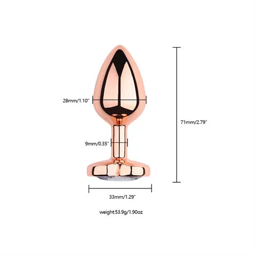 Aimitoy Anal | Rose Gloden Color Butt Plug With Orange Heart Shaped Jewel
