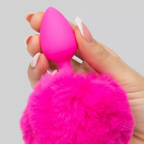 Aimitoy Vibrators | Rabbit Tail Butt Plug_ Pink&Metal